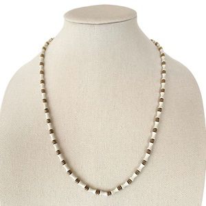 Monet White Enamel and Gold Necklace 23.5” Total Length